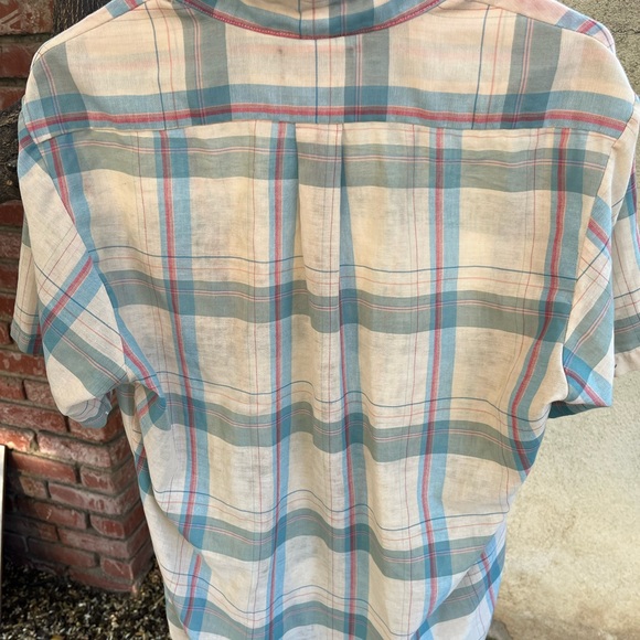 Par Four Sportswear, short sleeve plaid button up thin summery, vintage shirt. - Picture 3 of 5